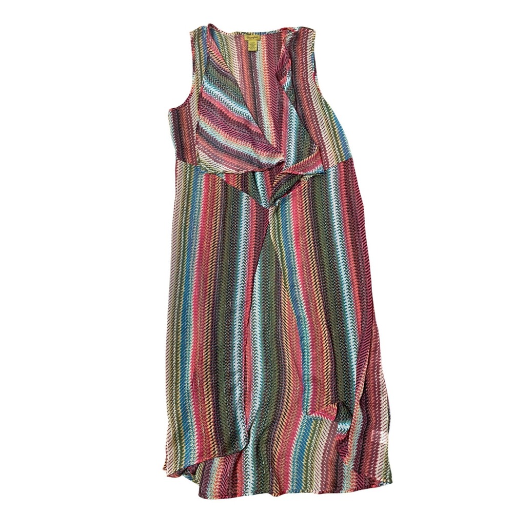 Wrangler Womens Multicolor Chevron Stripe Sheer Duster Vest long LW1513M L